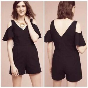 ANTHROPOLOGIE | ELEVENSES Open-Shoulder Romper